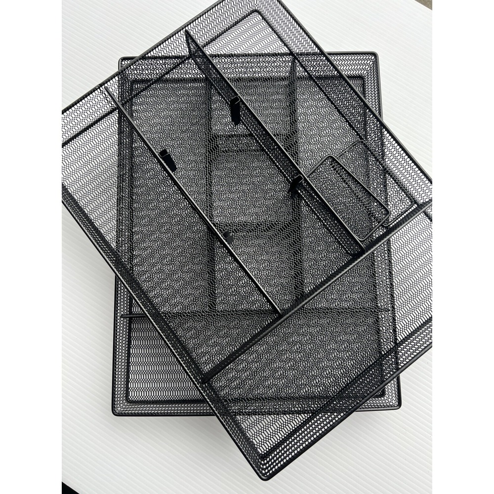 Black Mesh Desk Drawer Organizer Tray Multi Compartment Office Storage